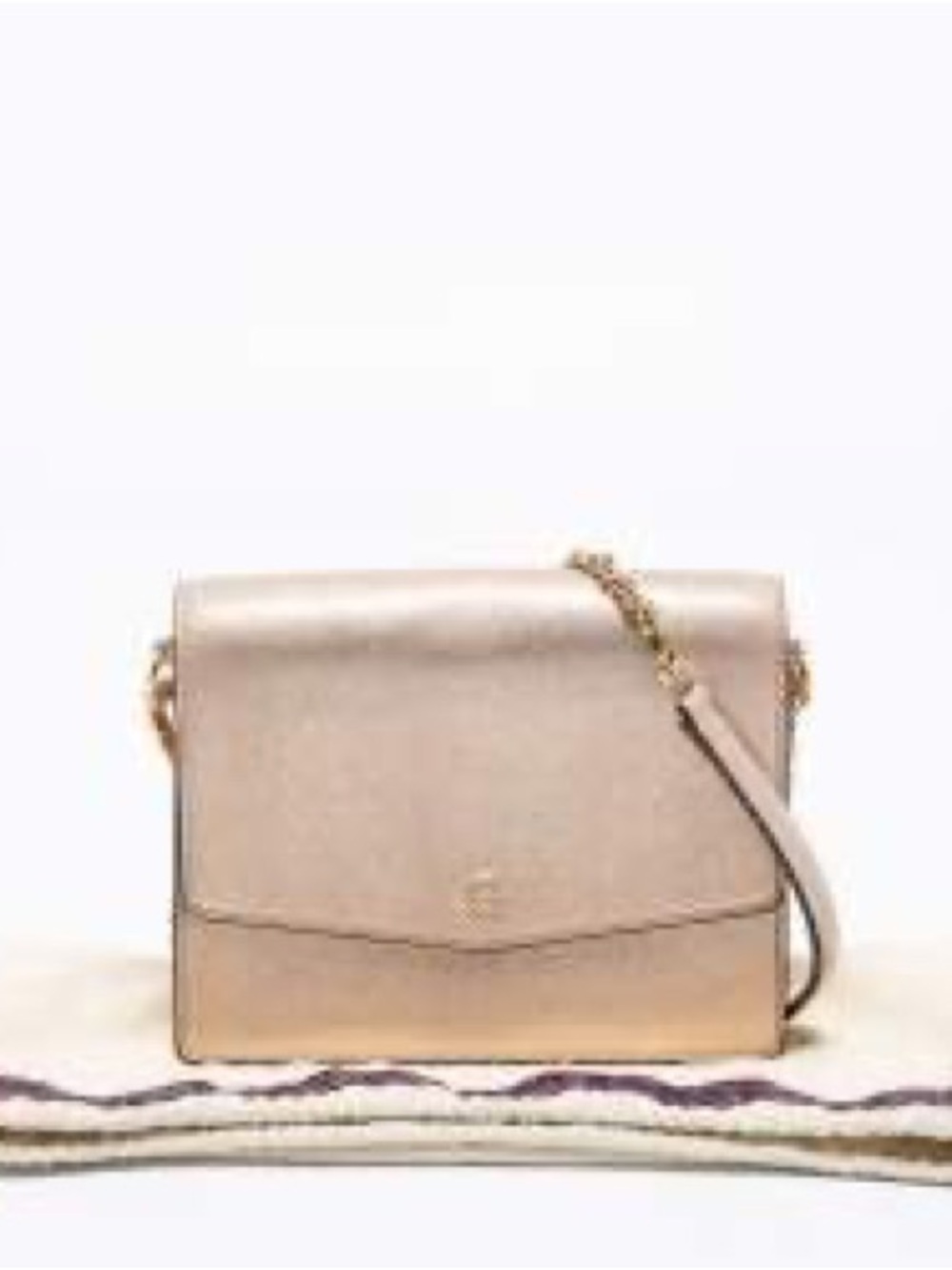 Tory Burch Robinson Chain Wallet Crossbody Rose Gold Metallic Saffiano Leather View 4